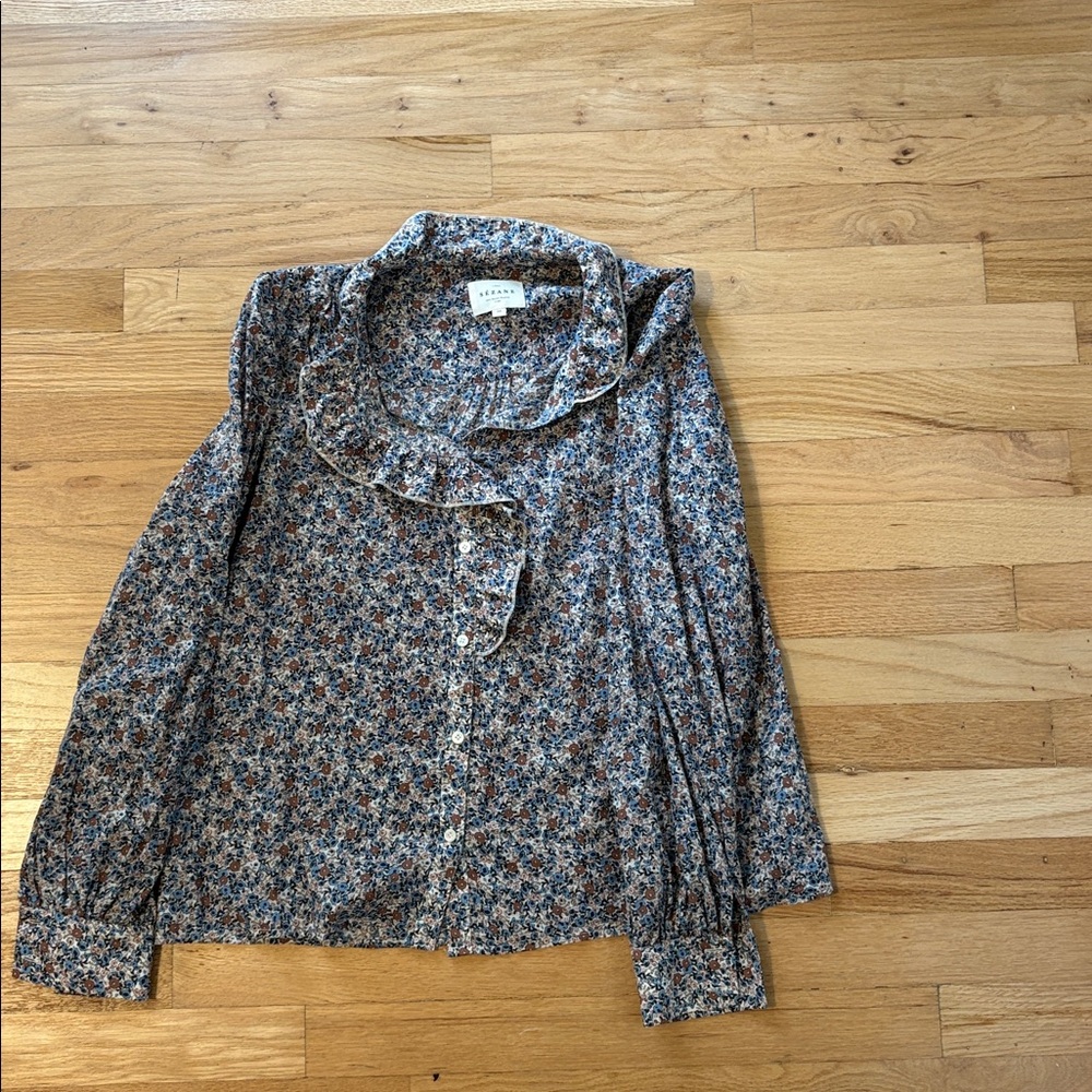 Sezane Chlo Shirt Blooming Bleu